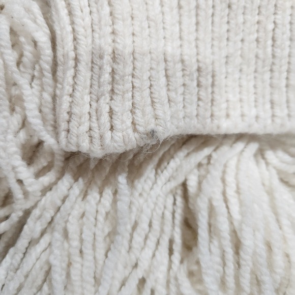 Zara Womens Fringed Knit Sweater Size Small Ivory White - Picture 6 of 6